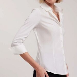 Anne Fontaine Connie Shirt Pima Cotton Classic White Button Up Uniform Shirt 38